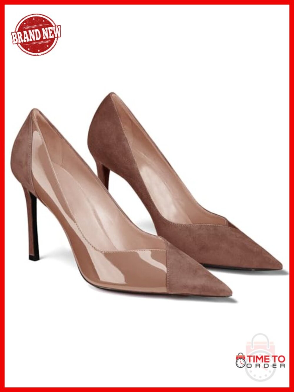 Womens Pointed Toe Stiletto Heel Pumps Patent Suede Slip On Office Party